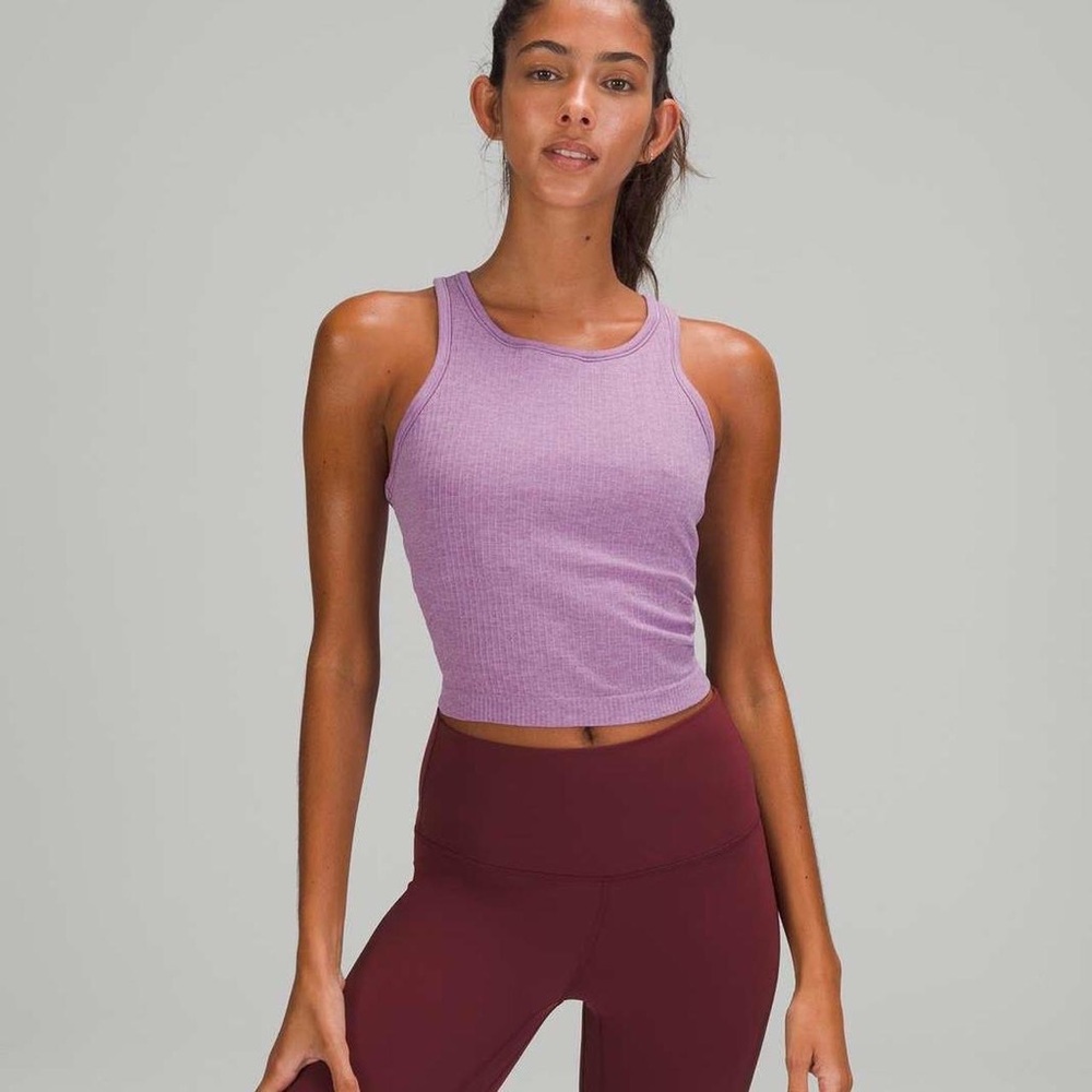 NWT lululemon ebb to street razorback crop tank top in wisteria purple size 12
